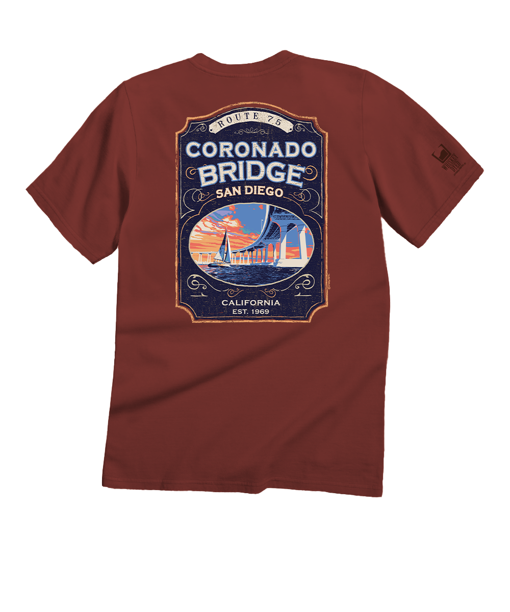 Coronado Sunset Sail - Whiskey Dyed Short Sleeve Crewneck T-Shirt