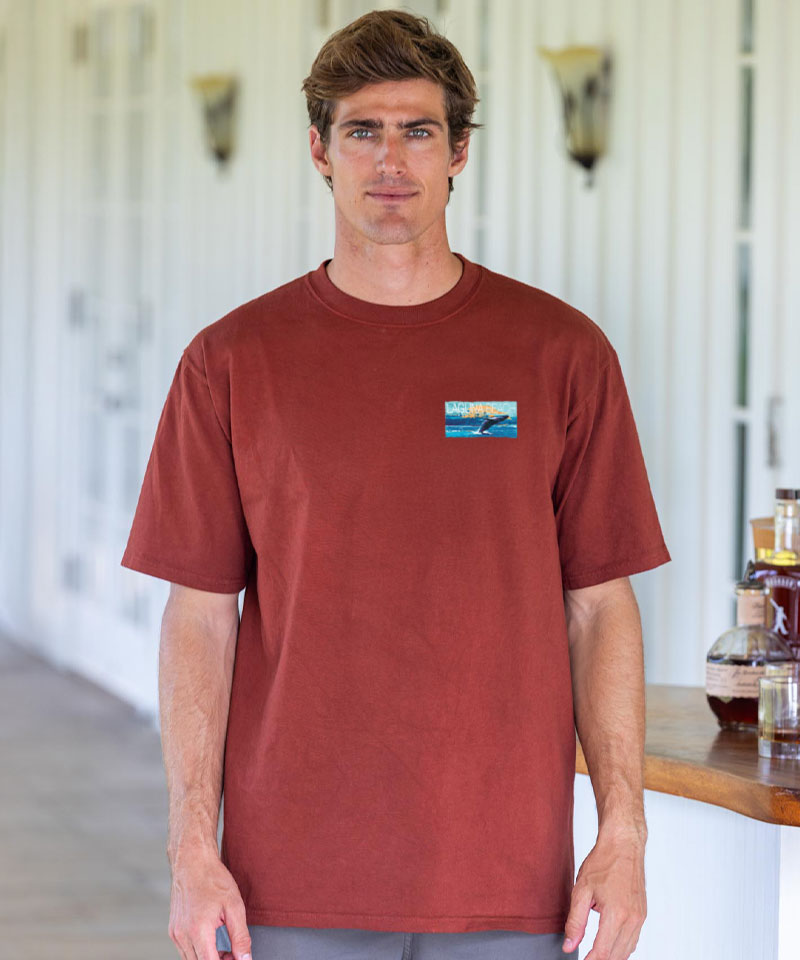 Painted Laguna Whale - Whiskey Dyed Short Sleeve Crewneck T-Shirt View 3