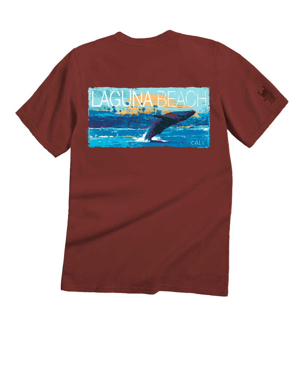 Painted Laguna Whale - Whiskey Dyed Short Sleeve Crewneck T-Shirt View 1