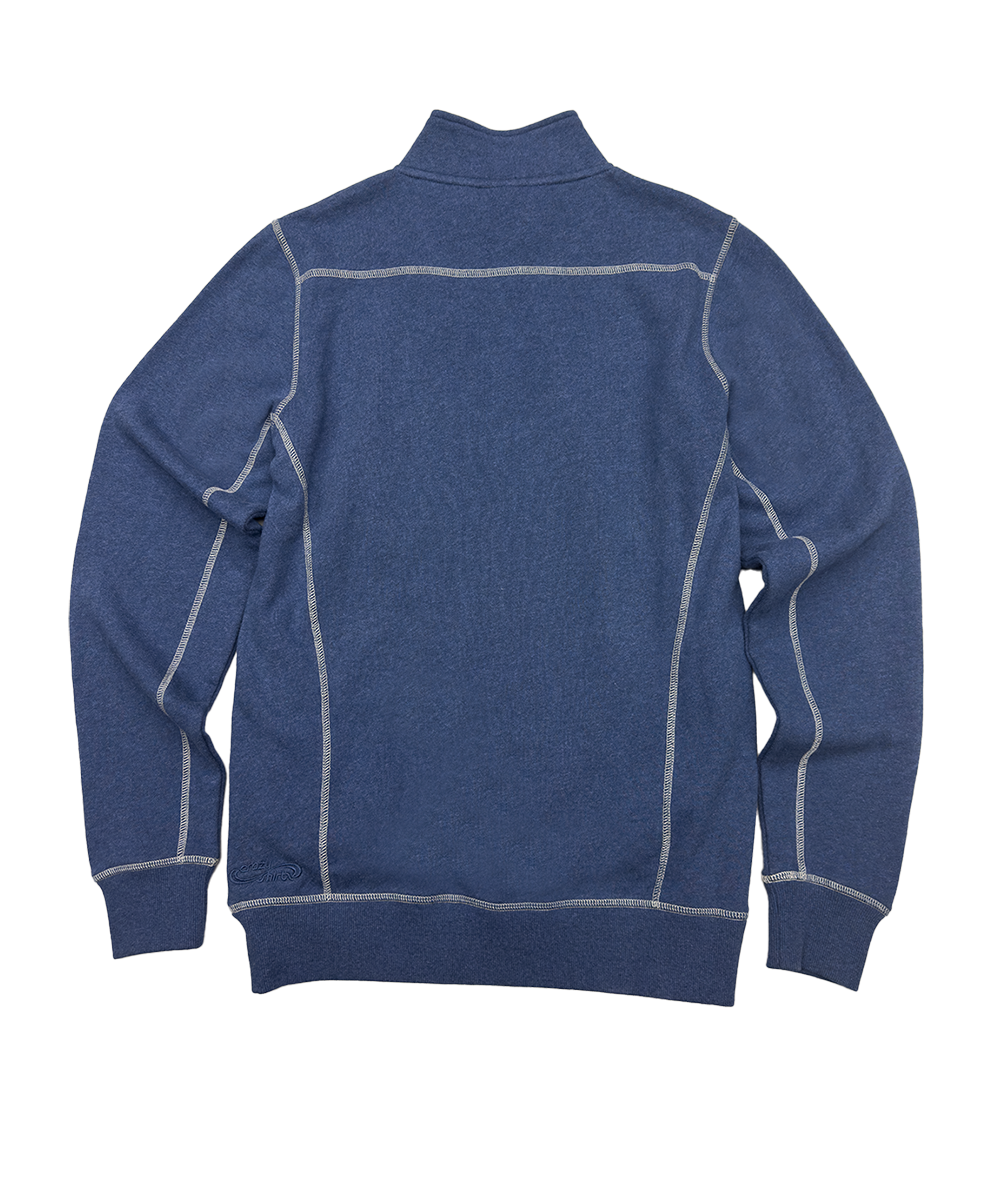 Retro Vail - Blue Heather Long Sleeve Mountain Peak Pullover View 4