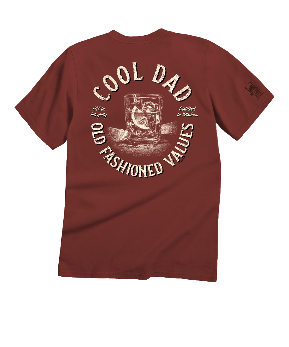 Brown t-shirt with 'Cool Dad' text and graphic. View 1