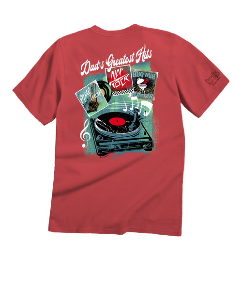 Dads Greatest Hits - Paradise Red Dyed Short Sleeve Crewneck T-Shirt