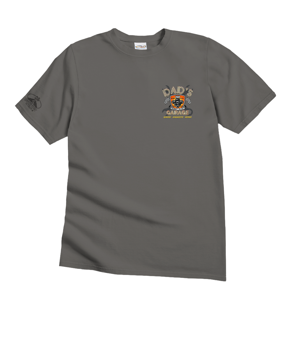 Gray t-shirt with a graphic design on a white background View 4