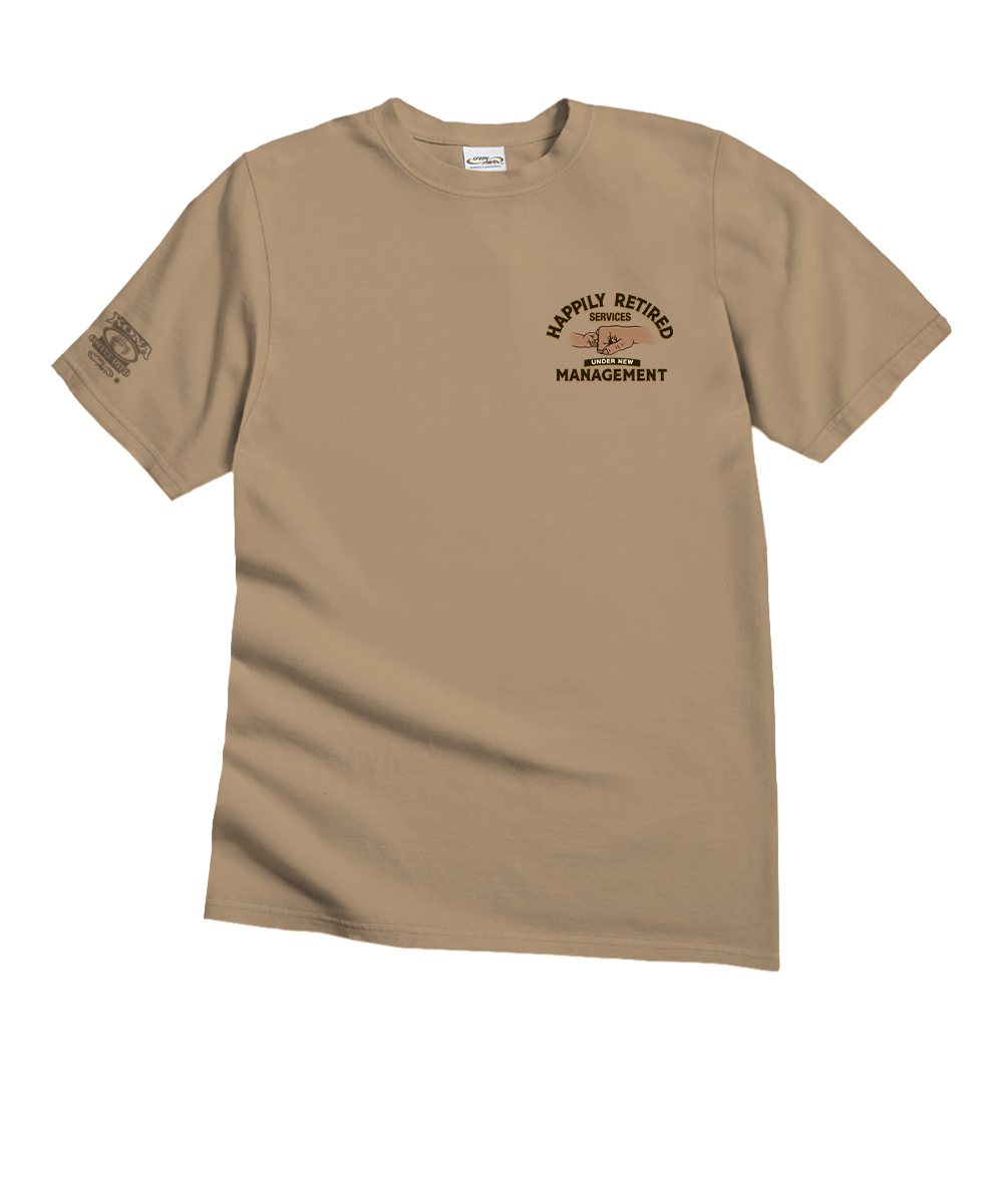 Beige t-shirt with a graphic design on a white background View 4