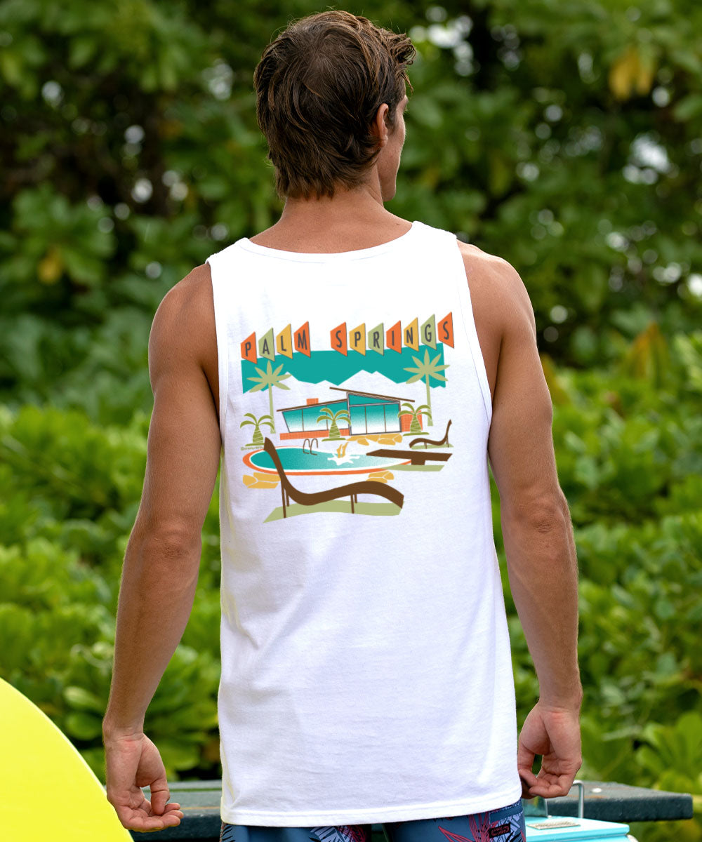 Palm Springs Oasis - White Sleeveless Tank Top View 2