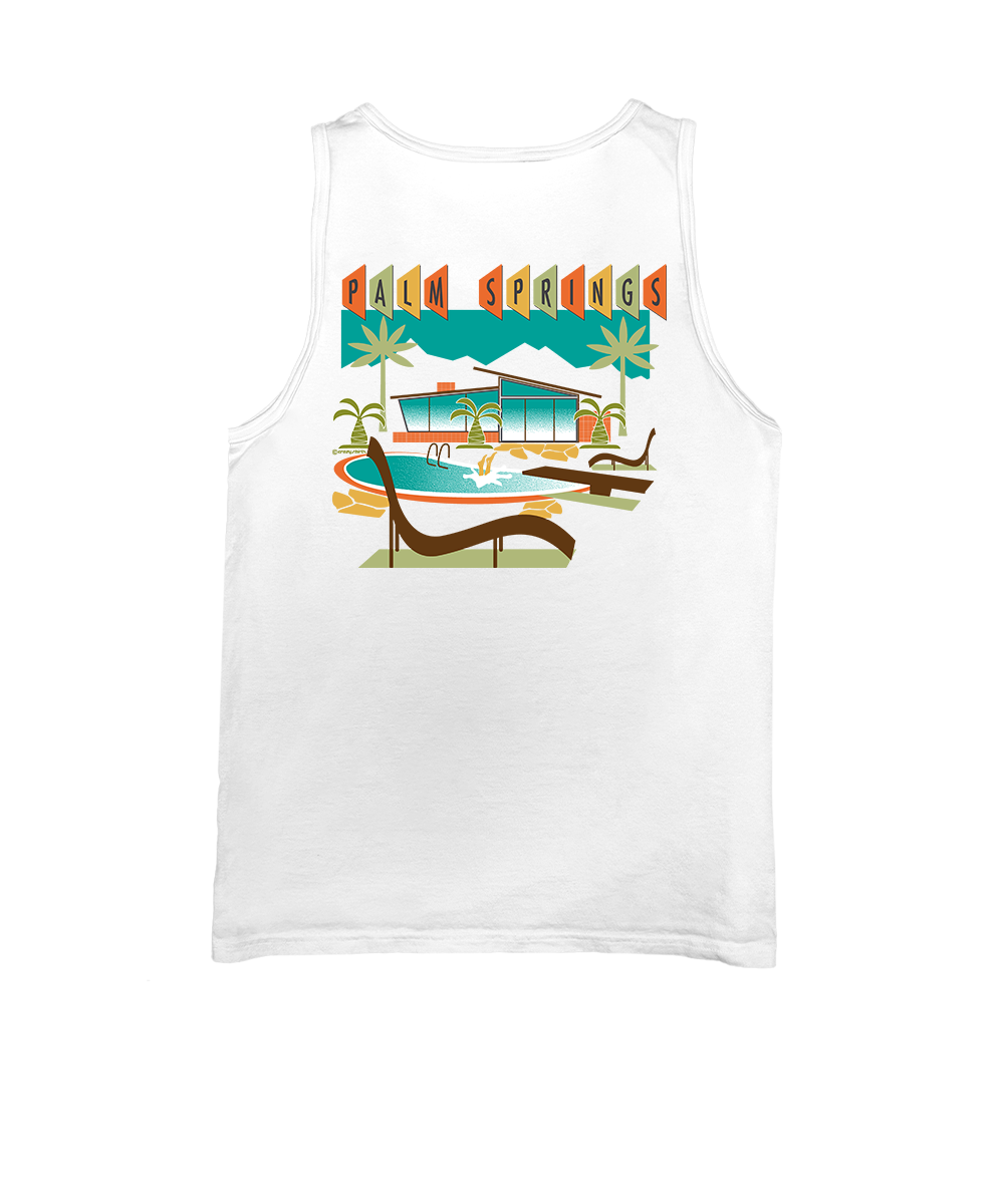 Palm Springs Oasis - White Sleeveless Tank Top View 1