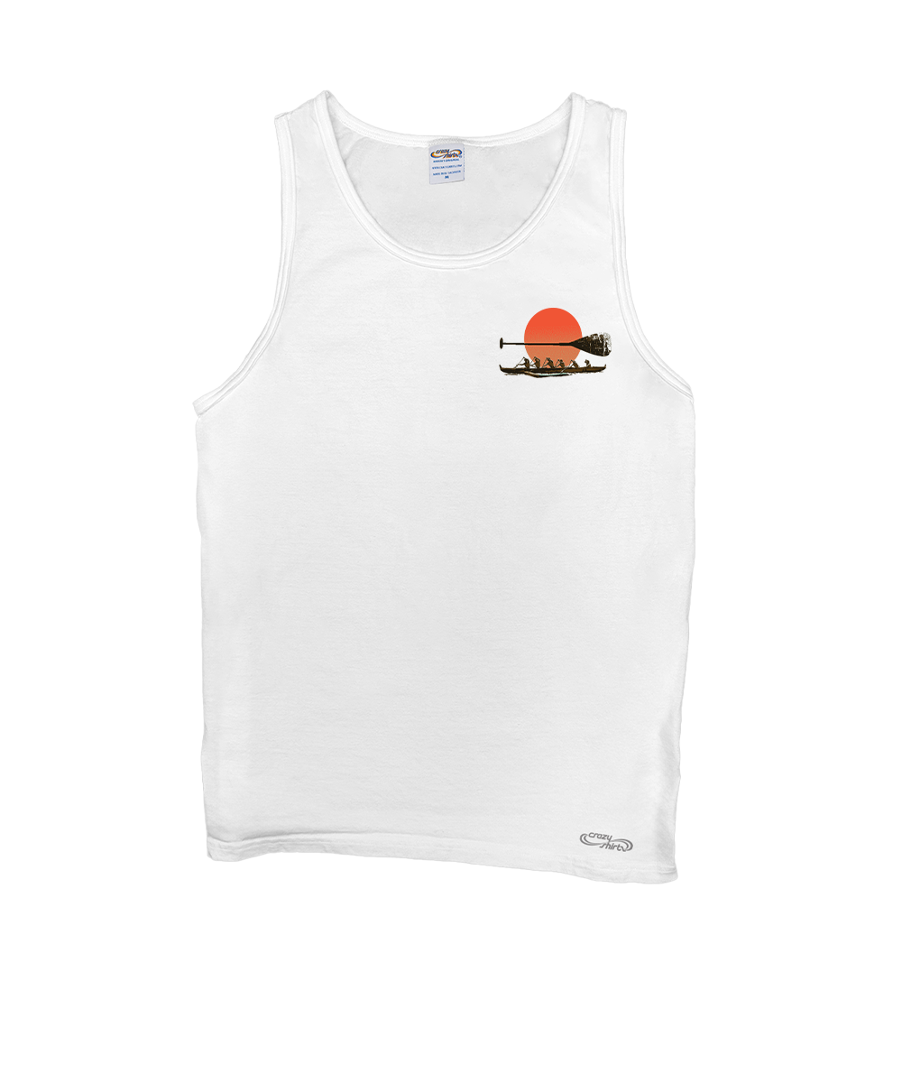 White tank top with a graphic design on a white background View 4