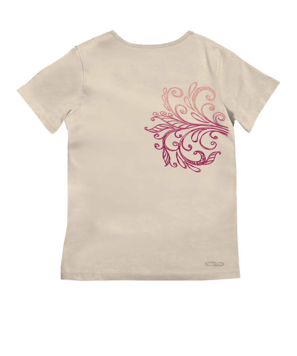 Women's tan shirt with a floral design on the back View 4