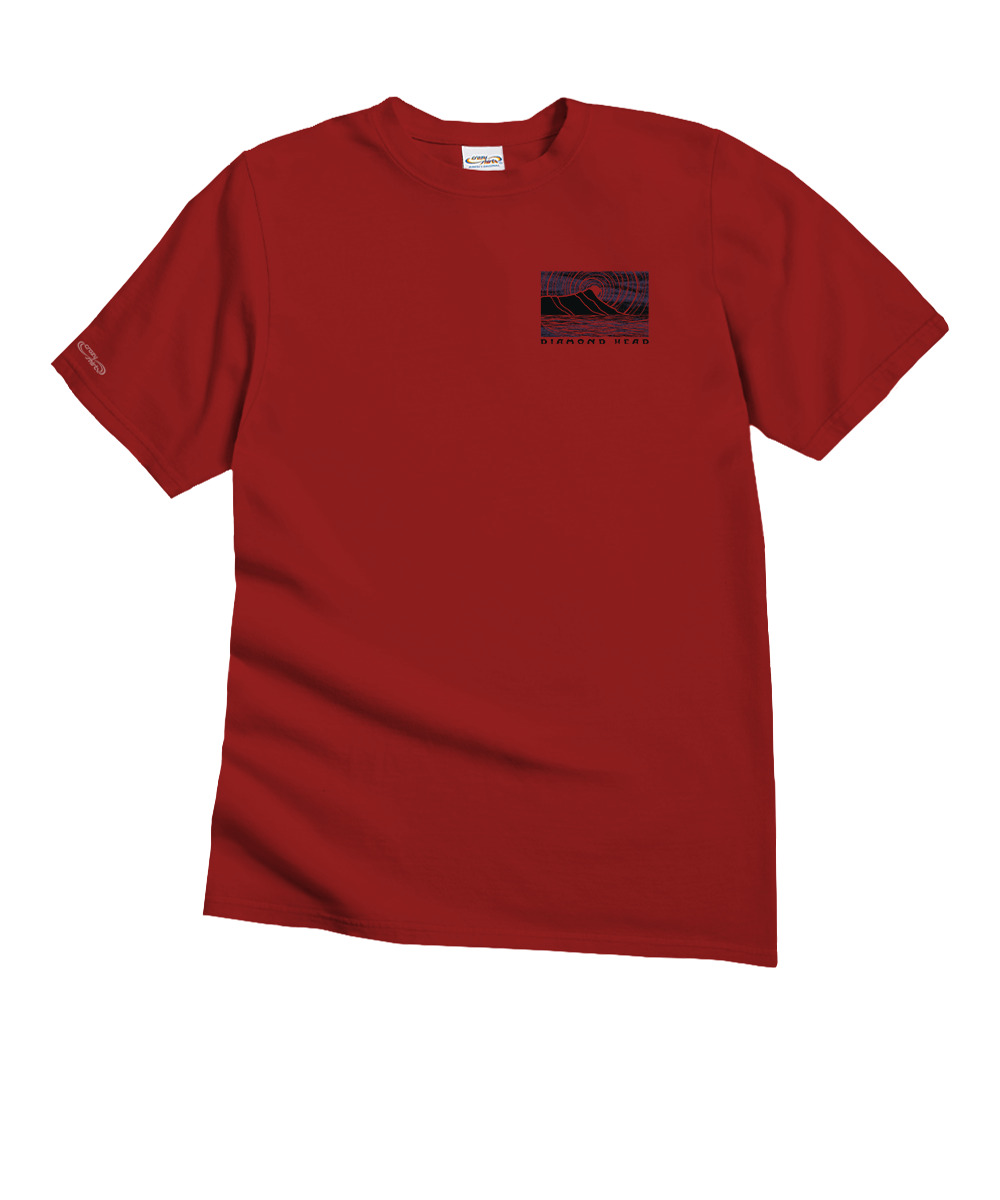 Wood Cut Diamond Head - Garnet Short Sleeve Crewneck T-Shirt