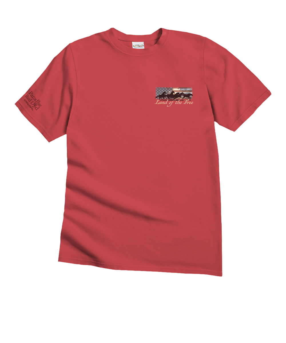Maroon t-shirt with a small graphic on a white background View 4