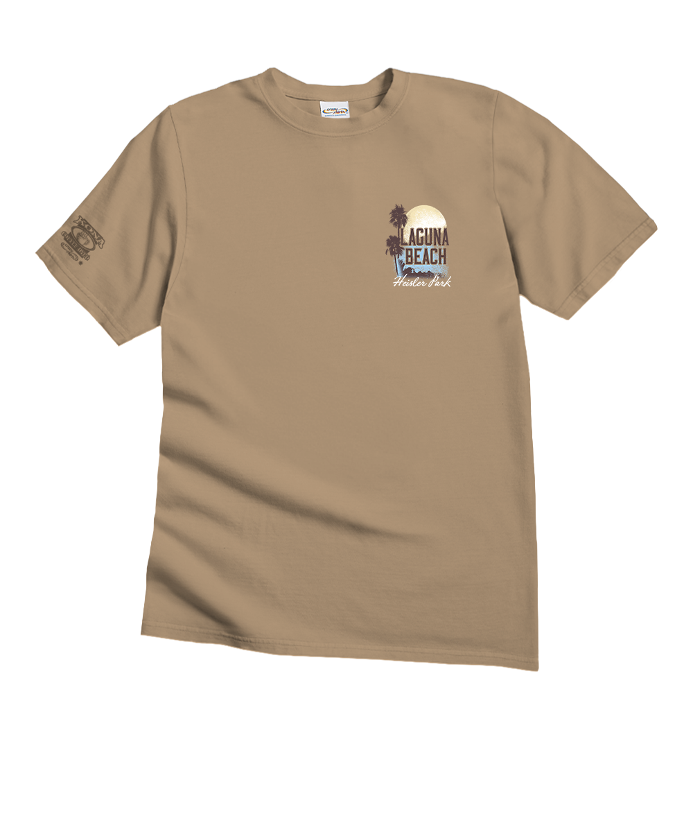 Beige t-shirt with a graphic design on a white background View 4