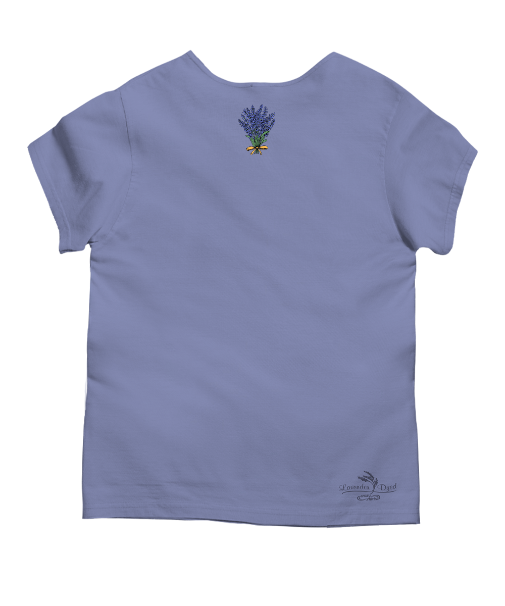 Light blue t-shirt with a small design on the back against a white background View 4