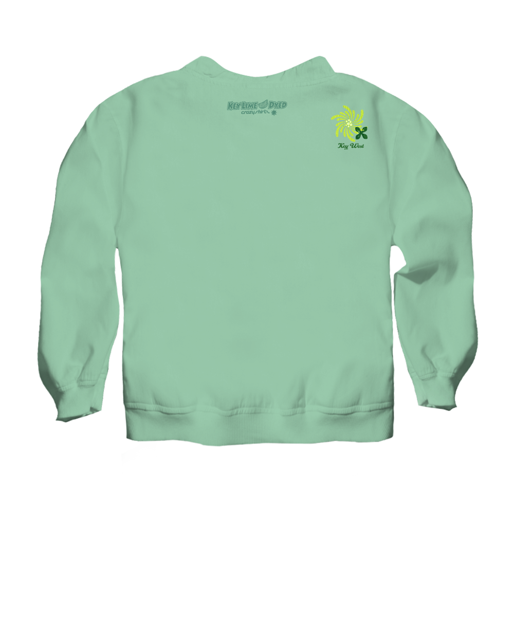 Light green sweatshirt with branding on the back against a white background View 4