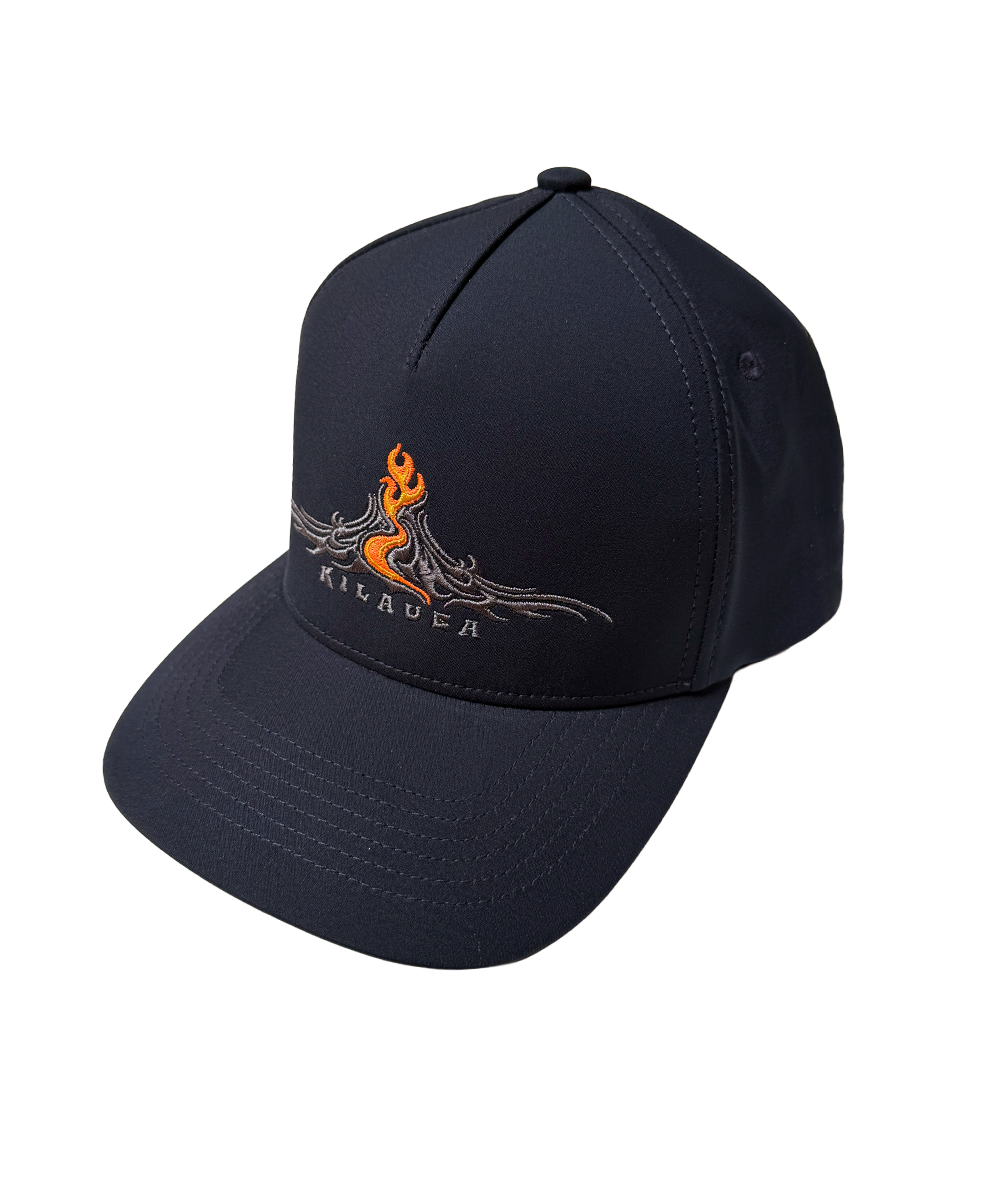 Black cap with a logo on a white background View 1