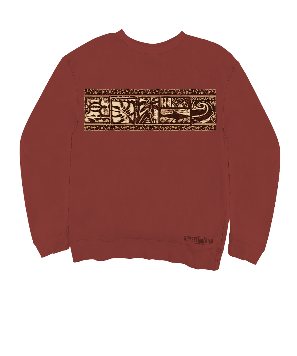 Maroon sweatshirt with a band pattern on a white background