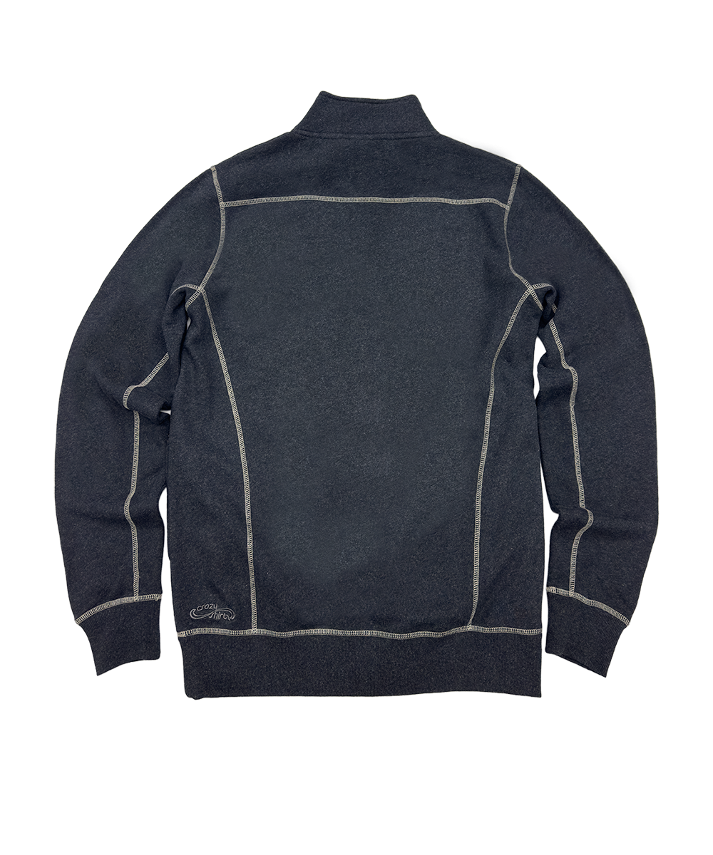 Dark gray quarter-zip sweatshirt on a white background View 4