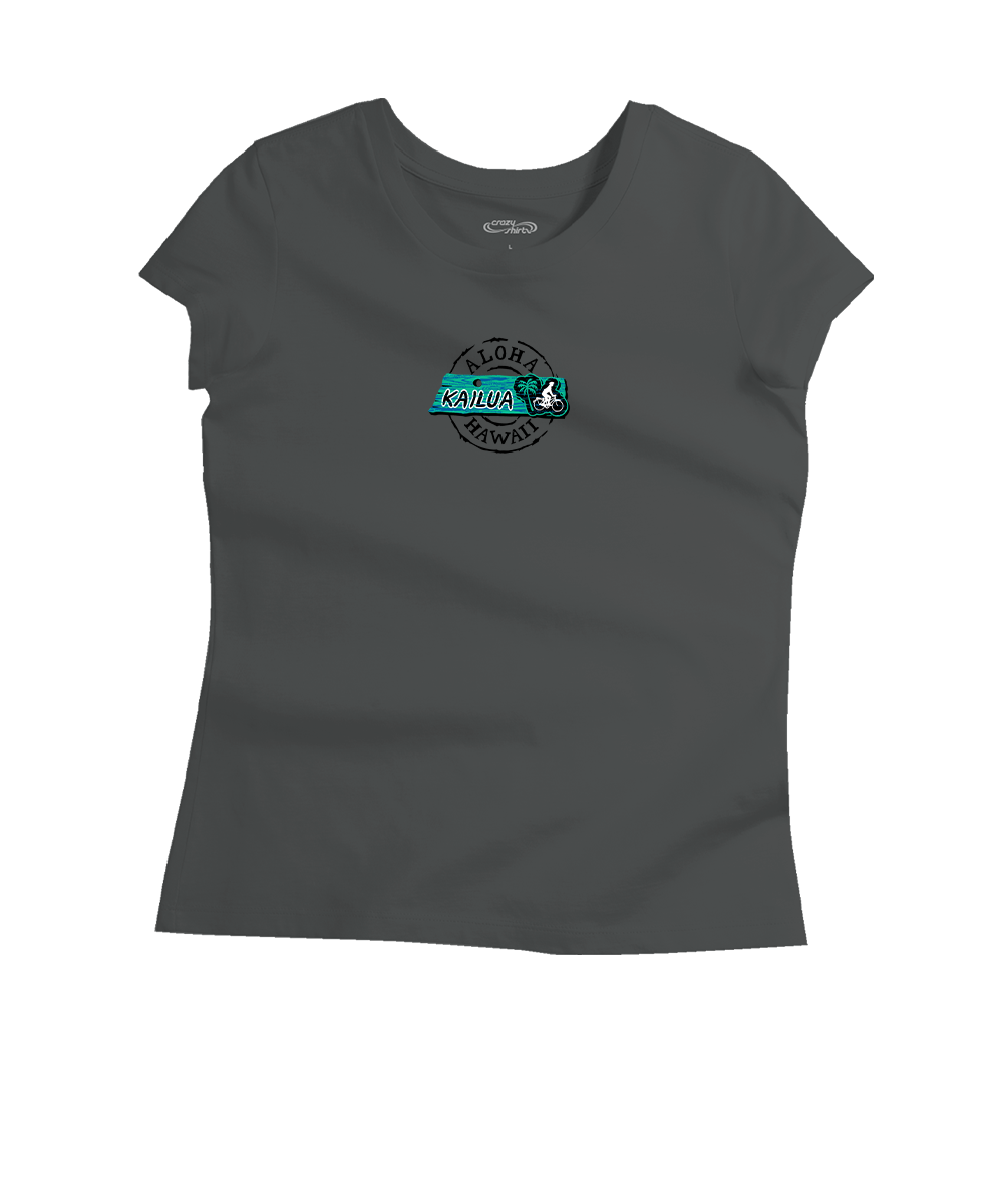 A dark gray short-sleeve t-shirt with a circular 'All Star Basketball' graphic on the left chest featuring a teal and white ribbon design, displayed on a solid white background. View 4