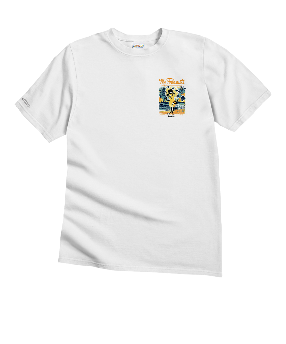 White t-shirt with a graphic design on a white background View 4