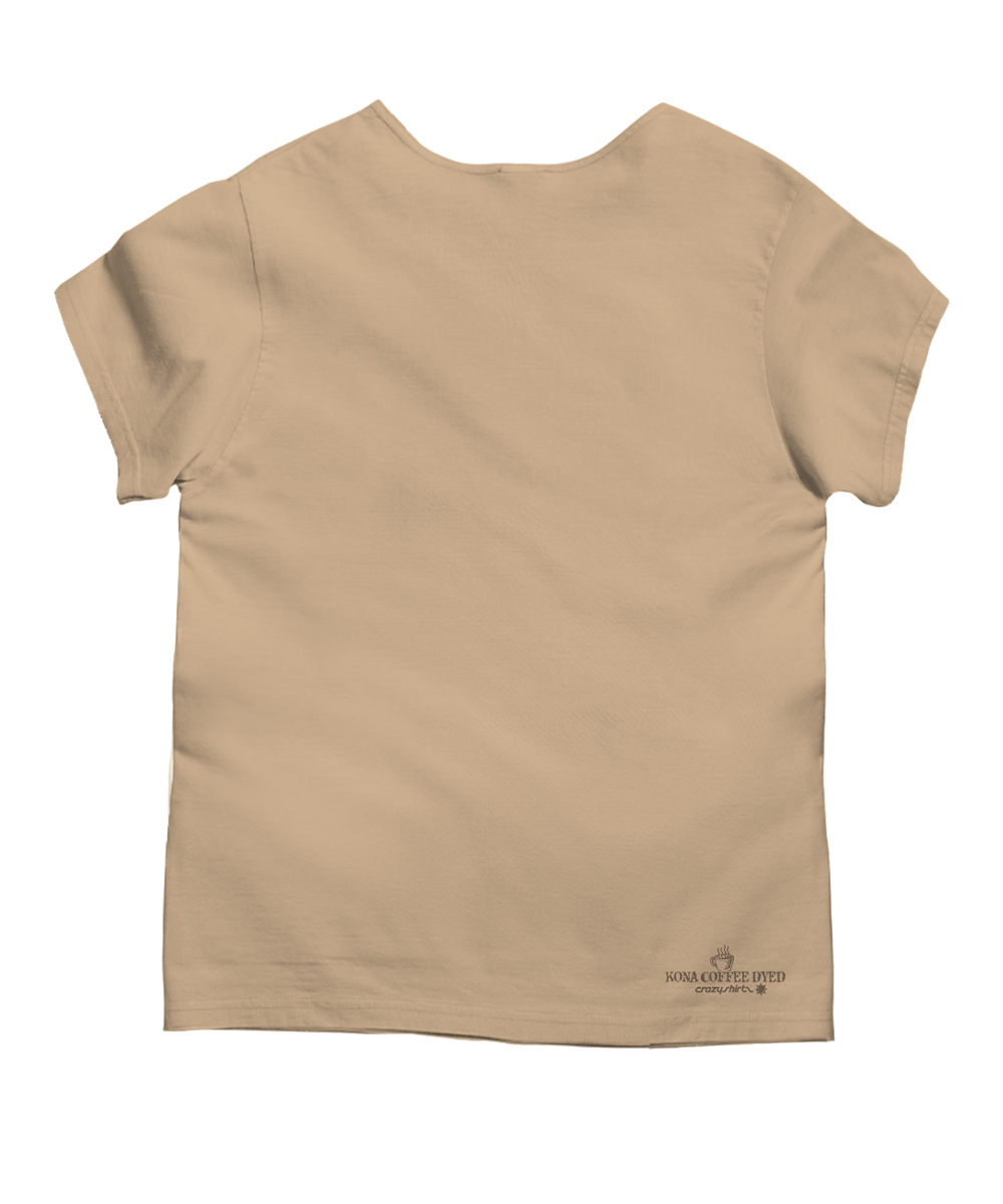 A beige short-sleeve t-shirt shown from the back View 4
