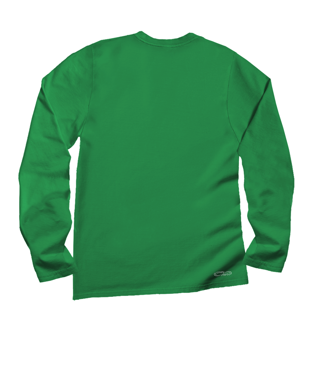 A bright green long-sleeve crewneck shirt shown from the back, laid flat against a solid white background. View 4