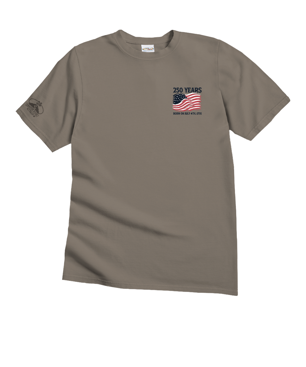 Brown t-shirt with a small graphic on a white background View 4