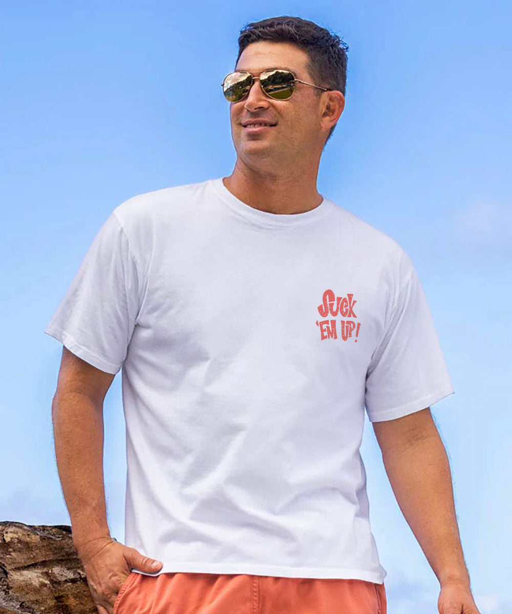 Suck Em Up - White Short Sleeve Crewneck T-Shirt