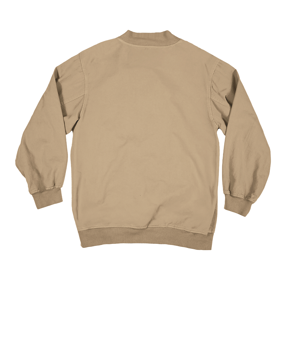 A plain tan crewneck sweatshirt shown from the back, laid flat against a solid white background. View 4