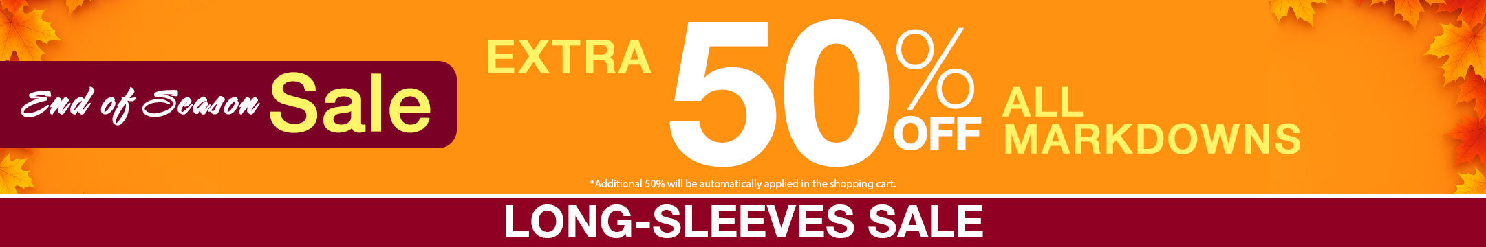 End of Season Sale banner for long sleeve sale