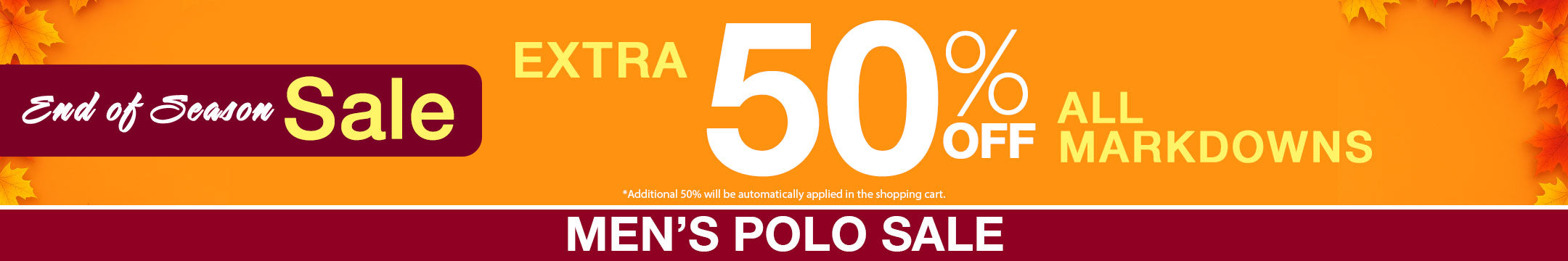End of Season Sale banner for mens polo