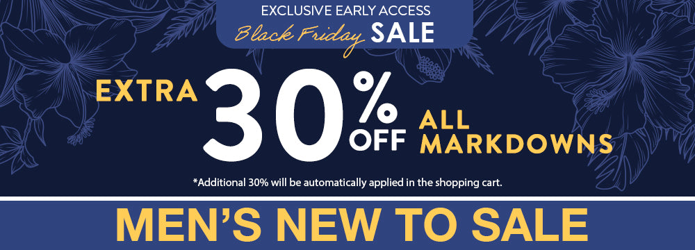 Black Friday sale banner with 30% off markdowns on a dark blue background.