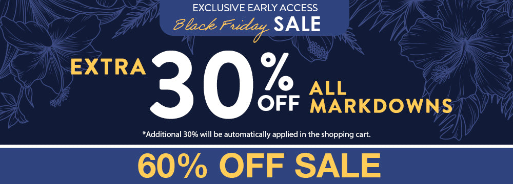 Black Friday sale banner with 30% off markdowns on a dark blue background.
