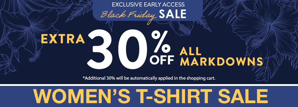 Black Friday sale banner with 30% off markdowns on a dark blue background.