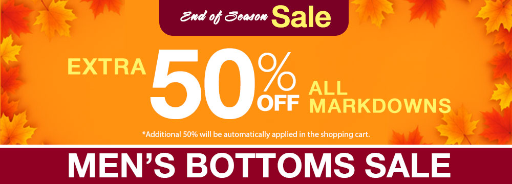 End of Season Sale banner for mens bottom sale