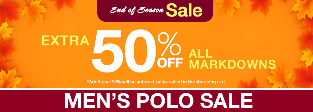 End of Season Sale banner for mens polo sale
