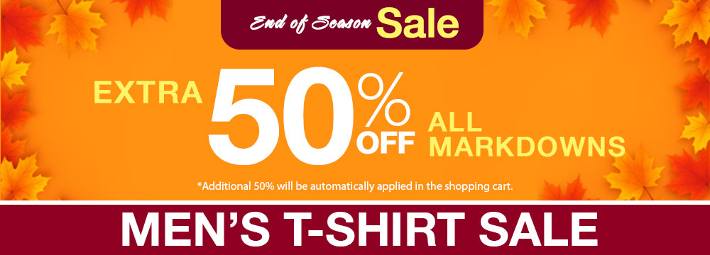 End of Season Sale banner for mens tshirt sale