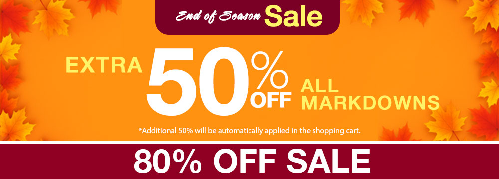 End of Season Sale banner for 80% off