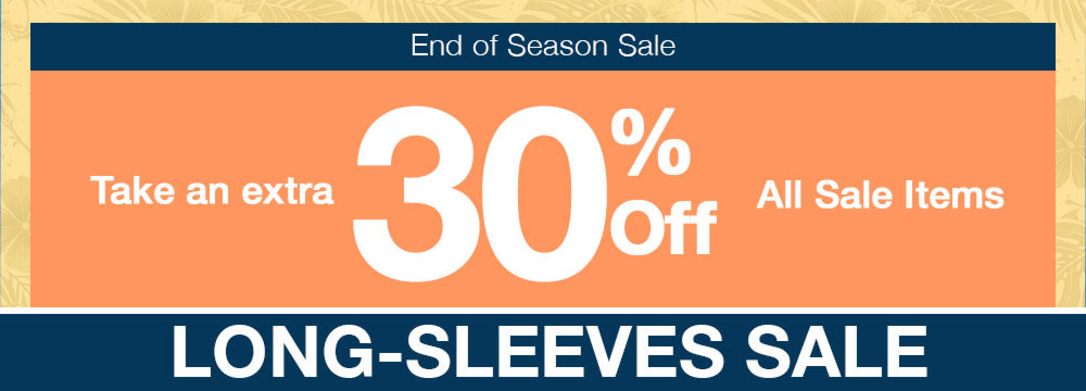 Promotional banner for an end of season sale with 30% off on long-sleeves.