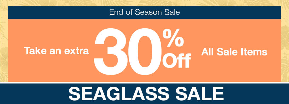 Promotional banner for Seaglass Sale with 30% off on all sale items.
