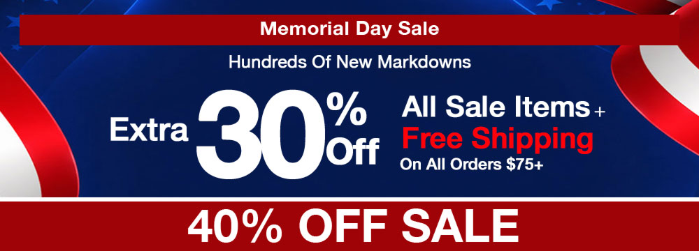 40% off Memorial Day sale banner with discount information and promotional text.