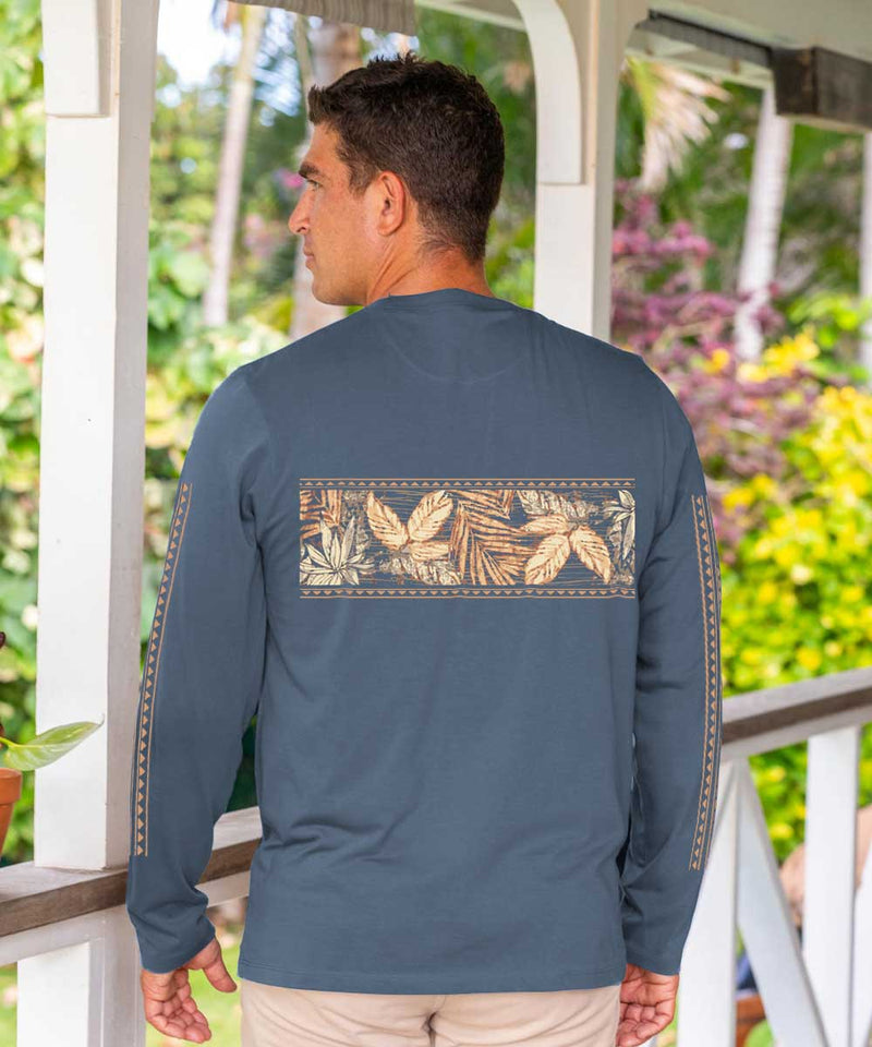 Island Tropical Band - Blue Steel Long Sleeve Pima T-Shirt