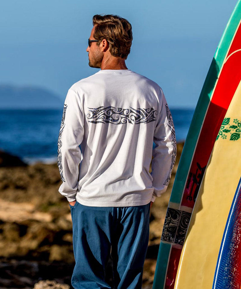Wild Batik Band - White Long Sleeve Crewneck T-Shirt