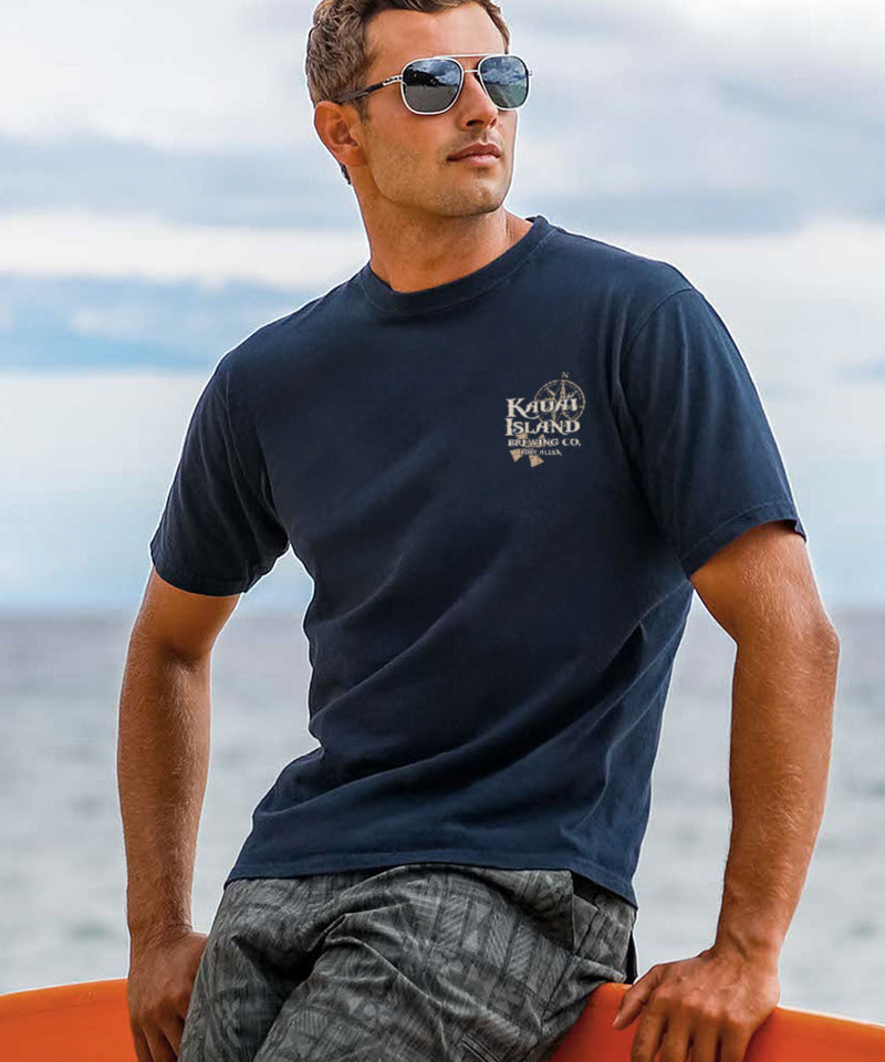Kauai Island Brewing Co Kauai Island Label - Navy Short Sleeve Crewneck T-Shirt