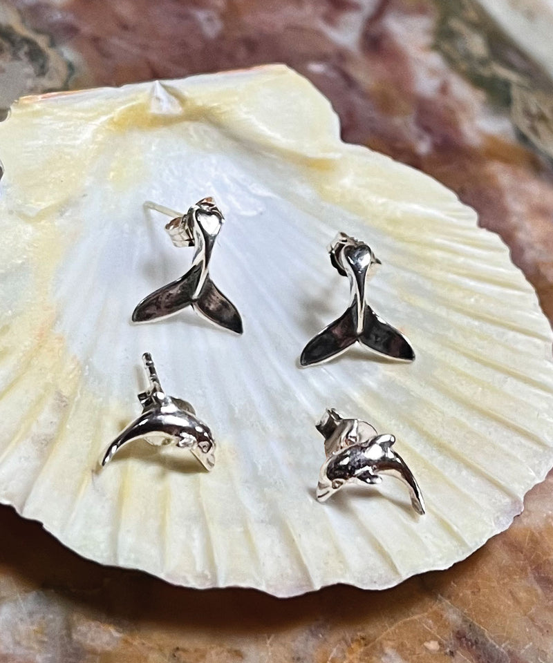 Wyland® Whale Tail/Dolphin Earring Set