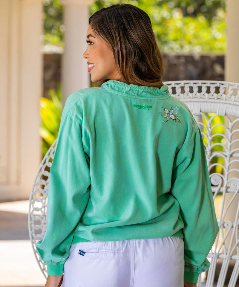 Stranded Mokihana - Key Lime Dyed Long Sleeve Lightweight Pullover