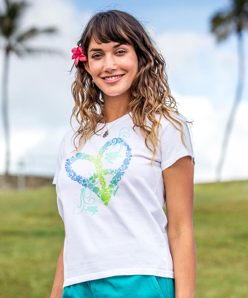 Honu Love - White Short Sleeve Crewneck T-Shirt