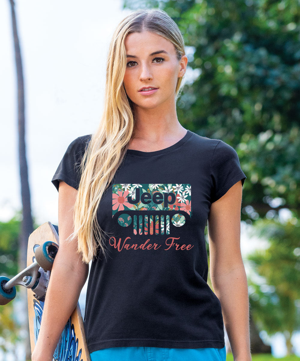 Jeep Wander Free - Jet Black Short Sleeve Pima T-Shirt