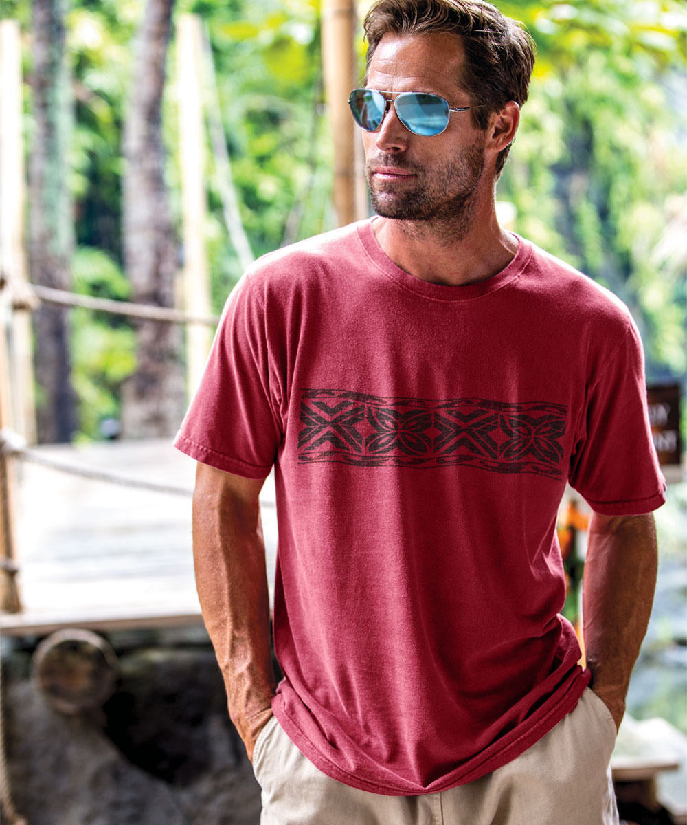 Tapa Band T-Shirt | Men's Paradise Red Dyed Crewneck