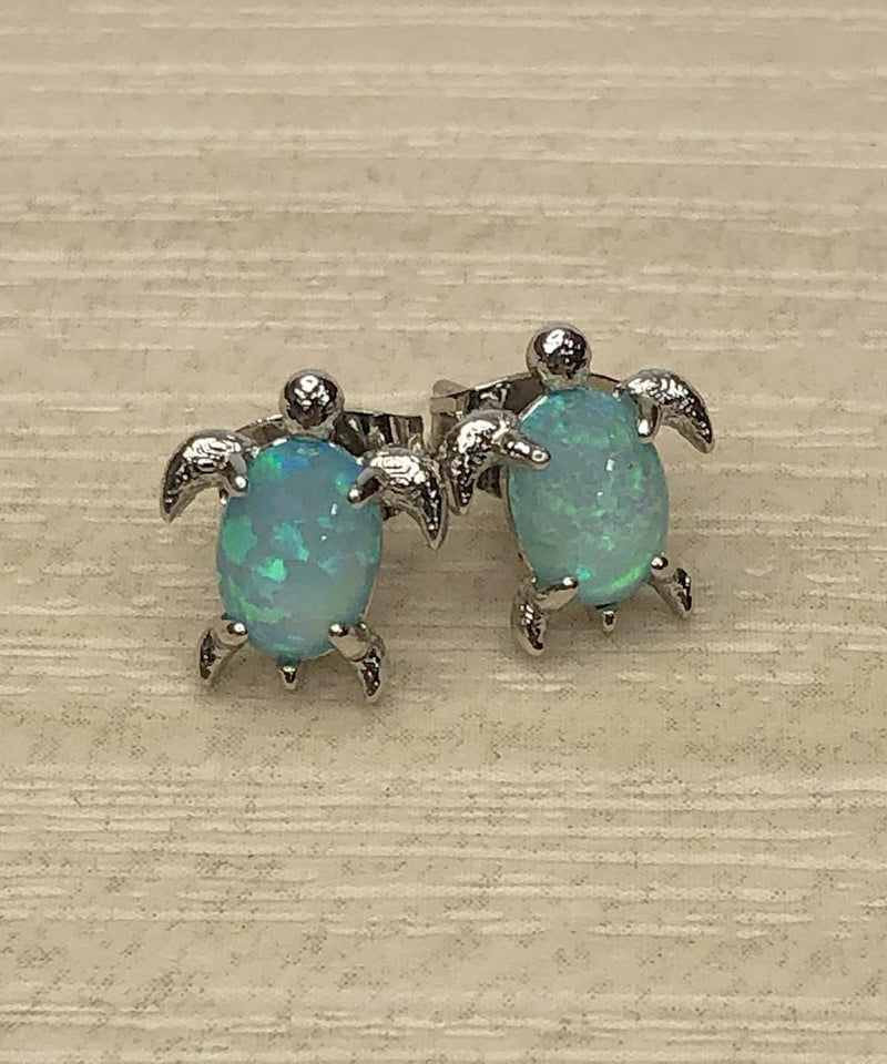 Puravida Silver Opal Sea Turtle Earrings