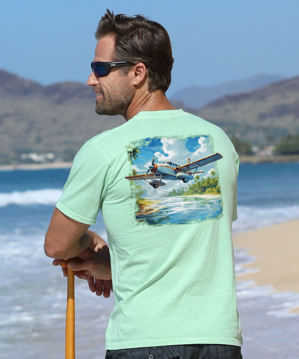 Tropical Seaplane T-Shirt | Men's Key Lime Dyed Crewneck