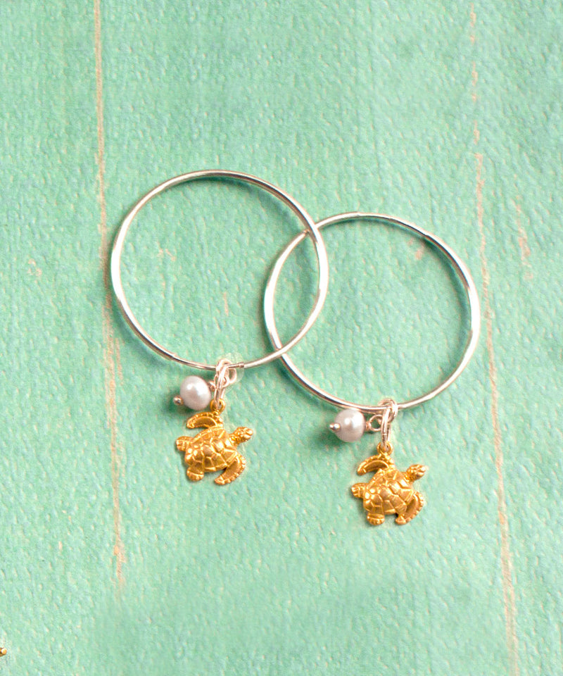 Wyland® Ocean Treasures Sea Turtle - Hoop Earrings